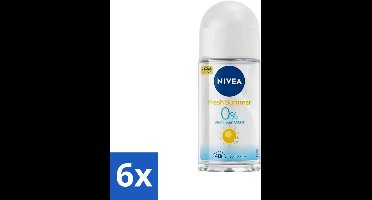 6 x Nivea - Deo Roll-On - Fresh Summer - Special Edition - 50 ml - NIVEA Fresh Summer Roll-On - 48 Uur Bescherming - Zomergeur - Anti-transpirant - Zweet En Geur