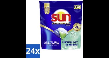 24 x Sun - Brilliant Shine Plus - All-in-1 Vaatwascapsules - 34 Tabletten - Vaatwasmiddel - Vaatwascapsules - Bio-enzymen - Vaatwasser - Vaat Reinigen