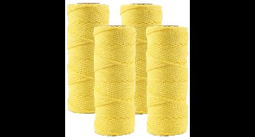 Touw/uitzetkoord geel fluoriscerend - 4x - 50 meter - Touwen - Metselkoord - Tuin aanleggen bestrating