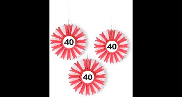 Folat - Papieren waaiers Verkeersbord 40 (3 stuks)