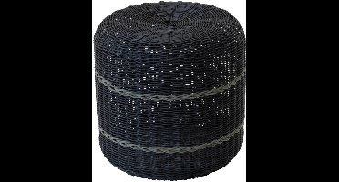 Saigon poef wicker ø41x40cm - zwart