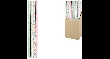 Cadeaupapier geschenkpapier verjaardag Happy Birthday 200 x 70 cm 4 assorti, display 60 stuks