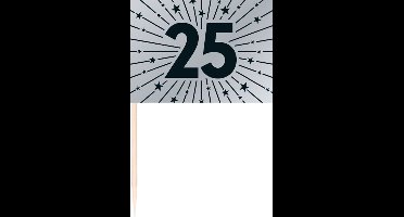 50 Vlagprikkers zilver 25 jaar jubileum - Signature Years - Hapjes Cocktailprikkers Tapas Prikkers Feestje