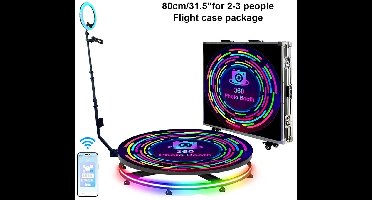 360° Fotobudek – 360 Graden Fotostudio – Roterende Fotocabine – 360 Graden Photobooth – Evenementen Fotobelevenis – Afstandsbediening & App Bediening – Professionele USB Ringlamp Met LED Strip
