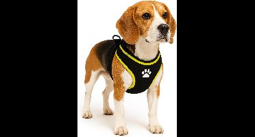 Harnas hond – honden tuigje – harnas hond anti trek – hondentuigjes – hondentuig anti trek – Flamingo Step&Go Tasha – zwart – maat M – A:53cm B:65-75cm x 20mm x 5mm