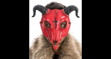 CHAKS - Volwassen roodgehoornde demonenskeletmasker