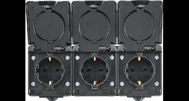 Opbouw Wandcontactdoos 3-voudig | IP55 - Zwart