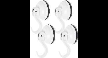 Benson Ophanghaak met zuignap - wit - 8x - kunststof - draagkracht 2 kilo