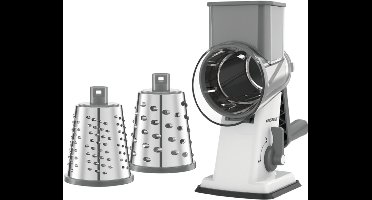 KINGHOFF Draaiende Rasp - 3-in-1 Rasp met Verwisselbare Drums - RVS Bladen - Zuignap - Grijs - KH-1959