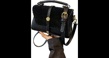 S&E Classy Suède Tasche met Gesp-Detail – Minimalistisch & Elegant - Zwart