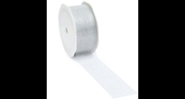 Zilvergrijs voile lint voor decoratie en creatief gebruik - 38 mm / 25 mtr.
