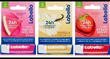 Labello Stick - Watermelon / Vanille / Strawberry - Voordeelverpakking 3 x 4.8 ml