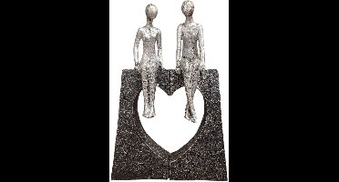 sculptuur beeld de liefde vinden bij elkaar - polyresin - 4x26x27 cm grijs antiek