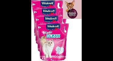 Vitakraft Magic Clean Kattenbakvulling - 4 x 8,4 l met GRATIS delickcious dessert