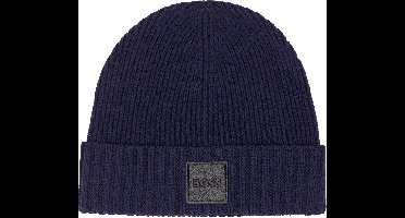 BOSS Flavio muts wol - heren muts met omslag - donkerblauw