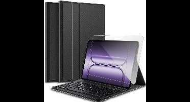 Hoes met toetsenbord geschikt voor OnePlus Pad 3 (13.2 inch) - Screen Protector GlassGuard - Keyboard Book Case Cover Hoesje Zwart & Screenprotector