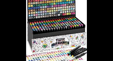 Joya Creative Twinmarkers Set 168 Stuks - Alcohol Markers met Dual-Tip - Stiften voor Volwassenen en Kinderen - Luxe Opbergkoffer