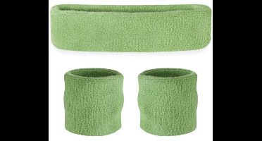 New Age Devi - Zweetband Set - 3-Delig - Hoofd- Polsbandjes - Mosgroen