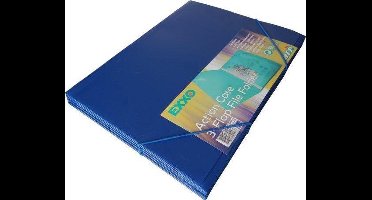 EXXO-HFP #51228 - A4 Elastomap met 3 Kleppen - Transparant Polyprop - Marine Blauw - 5 stuk