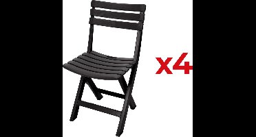 4 x Opklapbare Tuinstoel Komodo antraciet 44x41x78 cm - set van 4 stoelen