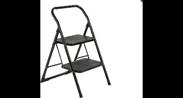 BIG STEP Trapladder 2 brede treden zwart