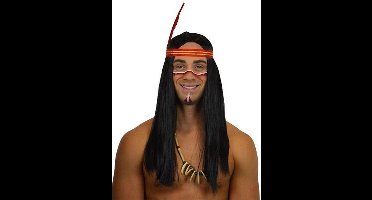 Witbaard Pruik Hip Heren Synthetisch Zwart/rood/goud