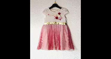 Disney Princess jurk - Prinses feestjurk -off-white/roze - maat 92/98 (±2-3 jaar)