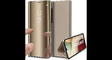 Hoesje geschikt voor Samsung Galaxy A12 - Book Case Spiegel Goud