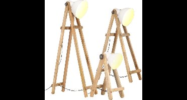 Vloerlampen 3 st E27 massief mangohout wit