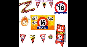16 jaar feest pakket L   versiering Rood/Wit