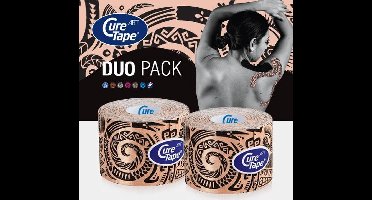CureTape® Art Tattoo - Voordeelset 2 rollen kinesiotape 5cm x 5 m met print - FysioTape - CureTape met printjes Tattoo - Kinesiotape - Voor blessurebehandeling en klachten