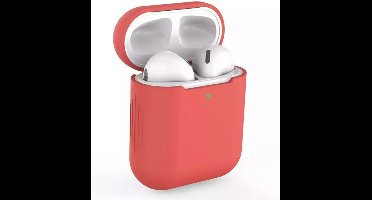 Siliconen Bescherm Hoesje Cover voor Apple AirPods Case -Airpods Hoesje Siliconen Case Rood (Red)