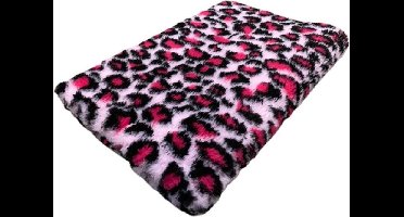 Vetbed  - Dierenmat - Dierenkleed - Benchmat - Puppykleed - Luipaard Roze Latex Anti Slip 150 x 100 cm - Machine wasbaar