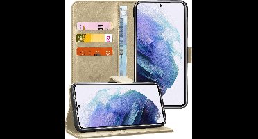 Hoesje geschikt voor Samsung S21 Plus - Book Case Kunstleer Wallet - Goud