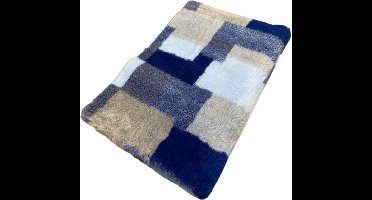 Vetbed - Dierenmat - Dierenkleed - Hondenkleed - Patchwork Lichtblauw Latex Anti Slip 150 x 100 cm - Machine wasbaar