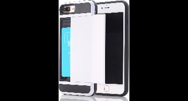 Geschikt voor iPhone 7 / 8 plus hybrid case hoesje met ruimte voor 2 pasjes - wit