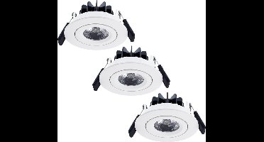 3x HOFTRONIC Salerno - Kantelbare inbouwspot - LED - Rond zaagmaat 79mm - Wit - Dimbaar - Kantel- en draaibaar - 8 Watt - 650 lumen - 230V - 2700K Extra warm wit - Plafondspots - Inbouwspot voor badkamer en buiten - 5 jaar garantie