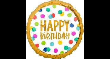 Amscan Folieballon Happy Birthday 45 Cm Goud/wit