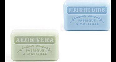 Soap bar set - zeep savon de marseille fleur de lotus + Aloë vera 2x125 gr.