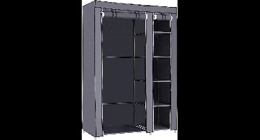 Hoppa! Stoffen Garderobekast - Opbouwbare Kledingkast - Grijs - 110x175x45 cm (BxDxH)