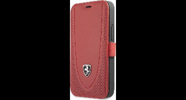 iPhone 12 Mini Bookcase hoesje - Ferrari - Effen Rood - Leer
