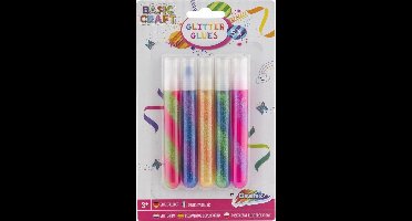 Glitterlijm | 5 tubes met verschillende kleuren glitter lijm | Grafix