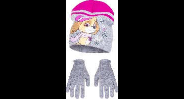 Paw Patrol Muts en Handschoenen Skye - Grijs / Fuchsia - maat 54
