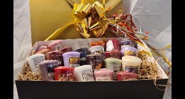 Yankee Candle Geschenkset ontdek geschenk luxe XL diverse geuren 22 stuks en glaasje ontdekpakket