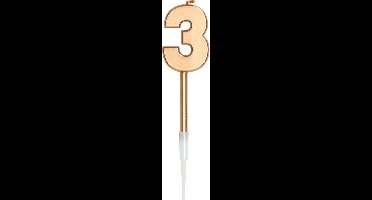 Folat - Verjaardagskaars 3 Brons Metallic