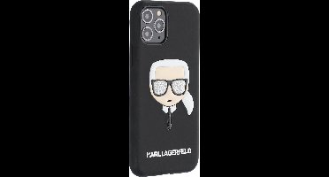 Zwart hoesje van Karl Lagerfeld - Backcover - Glitter - iPhone 11 Pro - Embossed - KLHCN58GLBK