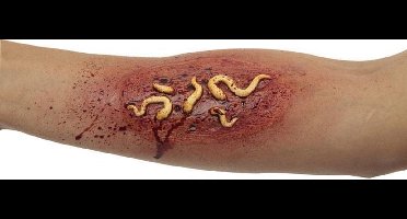 Partychimp Applicatie Griezelige Wormen Latex Wit/rood