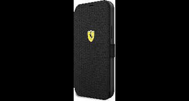 Ferrari Perforated Book Case - Geschikt voor Apple iPhone 12 Mini (5.4") - Zwart