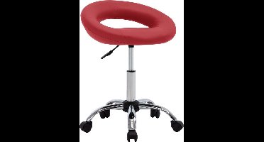 vidaXL - Werkstoel - rollend - kunstleer - wijnrood