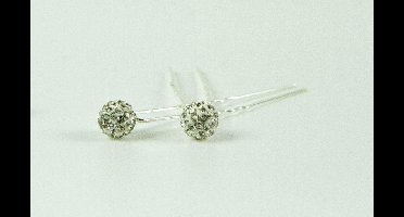 Haarpinnen strassbal zilver